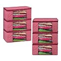 Kuber Industries Clothes Organizer For Wardrobe (Pack of 6) - Storage Organizer For Saree | Shirts | Salwar Kameez - Dress Organizer For Wardrobe - Saree Covers With Zip (Polka Dots) (Black and White)