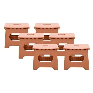 kuber industries set of 6 small folding stool for sitting - plastic foldable amp portable step stool for kids - pink