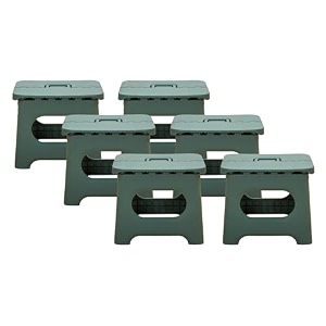 kuber industries set of 6 small folding stool for sitting - plastic foldable amp portable step stool for kids - green