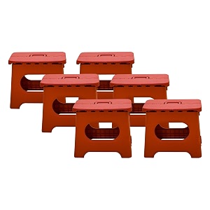 kuber industries set of 6 small folding stool for sitting - plastic foldable amp portable step stool for kids - red