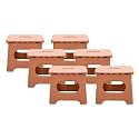 Kuber Industries (Set of 6) Small Folding Stool for Sitting - Plastic Foldable &amp; Portable Step Stool for Kids - Pink