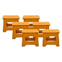 Kuber Industries (Set of 6) Small Folding Stool for Sitting - Plastic Foldable &amp; Portable Step Stool for Kids - Orange