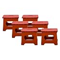 Kuber Industries (Set of 6) Small Folding Stool for Sitting - Plastic Foldable &amp; Portable Step Stool for Kids - Red