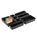 Kuber Industries 2 Pcs Cosmetics Drawer Organizer Tray | Makeup Storage with 8 Compartments for Brushes, Lipsticks, Eyeliners &amp; Applicator | Black