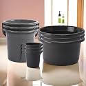Kuber Industries Set of 18 Bathroom Combo Set | Bathing Set | Bathware Set | 6 Piece Tub-6 Piece Bucket &amp; 6 Piece Mug Combo Set for Bathroom | Bathroom Accessories Set | Gray