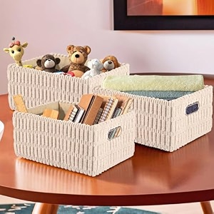 kuber industries stackable storage basketfoldable toy storage binwardrobe organizer for clothes3 different sizes grey pack of 1