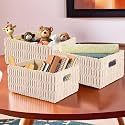 Kuber Industries Stackable Storage Basket|Foldable Toy Storage Bin|Wardrobe Organizer For Clothes|3 Different Sizes (Grey) (Pack Of 1)