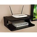 Kuber Industries Setup Box Stand | Engineered Wooden WiFi Router, Game Console, Remote Holding Wall Shelf | Wall Mount Rack for Home Décor, Set of 1, (Black) Media Console Organizer
