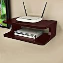 Kuber Industries Setup Box Stand|Engineered Wooden WiFi Router,Game Console,Remote Holding Wall Shelf|Wall Mount Rack for Home D�cor,Set of 1,(Brown)