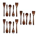 Kuber Industries Sheesham Handicrafts Wooden Serving and Cooking Spoons | No Harmful Polish | Naturally Non-Stick | Wood Brown Spoons Kitchen Utensil | Handmade Spatula Set of 5 (Pack of 3)