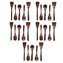 Kuber Industries Sheesham Handicrafts Wooden Serving and Cooking Spoons | No Harmful Polish | Naturally Non-Stick | Wood Brown Spoons Kitchen Utensil | Handmade Spatula Set of 5 (Pack of 5)