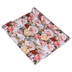 kuber industries pvc floral shelf liner  kitchen cabinet protector  drawer liner mat  gulab-design roll  3 mtr  white
