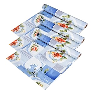 kuber industries polyvinyl chloride shelf liner  kitchen cabinet protector  drawer liner mat  flower check roll  3 mtr  pack of 3  blue