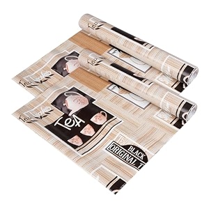 kuber industries eva plastic shelf liner  kitchen cabinet shelf protector  kitchen liners for cabinets and drawers  cup-design shelf liner roll  pattern cabinet mat  3 mtr  pack of 2  coffee