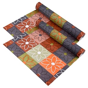 kuber industries pvc shelf liner  kitchen cabinet shelf protector  kitchen liners for cabinets and drawers  check-design shelf liner cabinet mat  3 mtr  pack of 2  orange - multicolour
