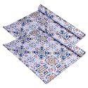 Kuber Industries Shelf Liner | Kitchen Cabinet Shelf Protector | Kitchen Liners for Cabinets and Drawers | Drawer Liner Mat | Flower Star Shelf Liner Roll | Cabinet Mat | 3 MTR | Pack of 2 | Blue
