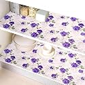 Kuber Industries Shelf Liner | PVC Kitchen Cabinet Shelf Mat | Shelf Mat for Drawer Organizer | Fridge Mat | Table Placemat | Purple Flower Wardrobe Mat | 10 Meter | White