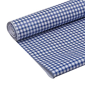 kuber industries shelf mat  check print desk mat  placemat for kitchen  pvc non-slip drawer sheets kitchen cabinet shelf liner  10 meter  blue