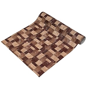 kuber industries shelf mat  check print desk mat  placemat for kitchen  pvc non-slip drawer sheets kitchen cabinet shelf liner  5 meter  brown