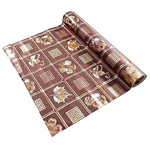 kuber industries shelf mat  multi dot print desk mat  placemat for kitchen  pvc non-slip drawer sheets kitchen cabinet shelf liner  5 meter  brown