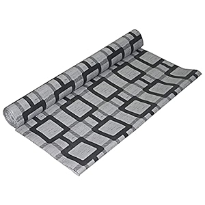 kuber industries shelf mat  geometric retro print desk mat  placemat for kitchen  pvc non-slip drawer sheets kitchen cabinet shelf liner  10 meter  gray
