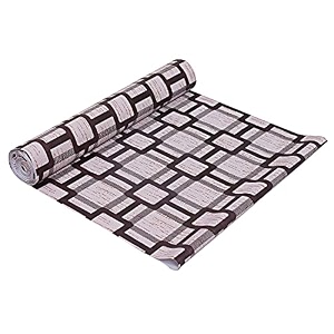kuber industries shelf mat  geometric retro print desk mat  placemat for kitchen  pvc non-slip drawer sheets kitchen cabinet shelf liner  10 meter  brown