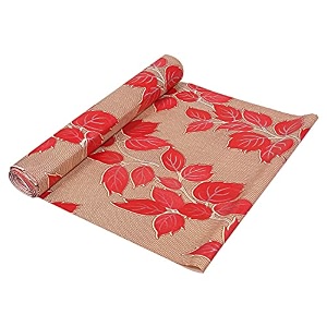 kuber industries shelf mat  leaf print desk mat  placemat for kitchen  pvc non-slip drawer sheets kitchen cabinet shelf liner  10 meter  red