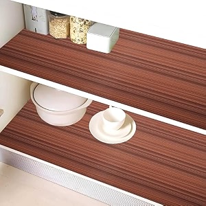 kuber industries shelf mat  lining print desk mat  placemat for kitchen  pvc non-slip drawer sheets kitchen cabinet shelf liner  10 meter  dark brown