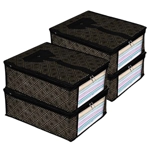 kuber industries shirt cover  shirt storage organizer  clothing organizer  foldable shirt cover  wardrobe organizer with transparent window  golden-dot shirt bag  pack of 4  black