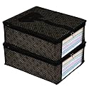 Kuber Industries Shirt Cover | Shirt Storage Organizer | Clothing Organizer | Foldable Shirt Cover | Wardrobe Organizer with Transparent Window | Golden-Dot Shirt Bag | Pack of 4 | Black
