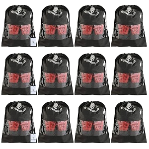 kuber industries shoe coverstring bag organizershoe print amp non woven materialtransparent windowsize 43 x 30 cm pack of 12 black-ctmtc039515