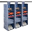 Kuber Industries Non Woven Foldable 4 Shelf Hanging Closet Organizer/Organiser | Wardrobe/Cupboard/Almirah Hanging Cloth Organizer | Perfect for Clothes/Garment | Golden-Dot-Black