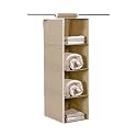 Kuber Industries Shoe Stoarge Rack | 4 Shelf Closet Hanging Organizer | Foldable Wardrobe Storage For Cloth, Toys | Dress Shelf For Clothes with Velcro | Plain | Light Brown