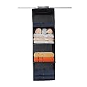 Kuber Industries Shoe Stoarge Rack | 4 Shelf Closet Hanging Organizer | Foldable Wardrobe Storage For Cloth, Toys | Dress Shelf For Clothes with Velcro | Plain | Black
