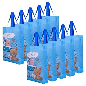 kuber industries shopping bag  non-woven gift bag  baby shower bag  reusable grocery bag  christmas gift bags  tote bags with handle  boy-print hand bag  pack of 6  sky blue
