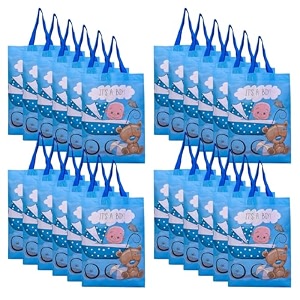 kuber industries shopping bag  non-woven gift bag  baby shower bag  reusable grocery bag  christmas gift bags  tote bags with handle  boy-print hand bag  pack of 6  sky blue