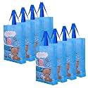 Kuber Industries Shopping Bag | Non-Woven Gift Bag | Baby Shower Bag | Reusable Grocery Bag | Christmas Gift Bags | Tote Bags with Handle | Boy-Print Hand Bag | Pack of 6 | Sky Blue