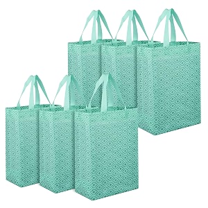 kuber industries shopping handbag  grocery handbag  shopping bag  grocery shopping bag  reusable shopping bags  vegetable bag  eye-print carry bag  pack of 6  green
