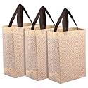 Kuber Industries Cream Unisex-Adults Tote Bag | Shopping Handbag | Grocery Handbag | Pack of 3 | Size: 42 cm x 26 cm x 13 cm