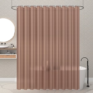kuber industries shower curtains for bathroom  waterproof curtains with hooks  pvc self lining design curtain  7 feet  brown