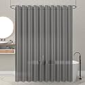 Kuber Industries Shower Curtains for Bathroom | Waterproof Curtains with Hooks | PVC Self Lining Design Curtain | 7 Feet | Brown