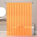 Kuber Industries Shower Curtains for Bathroom | Waterproof Curtains with Hooks | PVC Self Lining Design Curtain | 7 Feet | Orange
