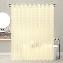 Kuber Industries Pack of 2 Shower Curtains for Bathroom | Waterproof Curtains with Hooks | PVC Self Lining Design Curtain | 7 Feet | Cream