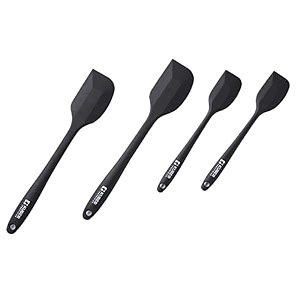 kuber industries silicon spatula set bpa-free amp food grade siliconnon-stick cookware set of 4 2 large 2 regular spatulascooking amp baking essentialsheat resistantdishwasher safe black
