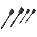 Kuber Industries Silicon Spatula Set| BPA-Free &amp; Food Grade Silicon|Non-Stick Cookware Set of 4 (2 Large, 2 Regular spatulas)|Cooking &amp; Baking Essentials|Heat Resistant|Dishwasher Safe (Black)
