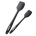 Kuber Industries Silicon Spatula Set| BPA-Free &amp; Food Grade Silicon|Non-Stick Cookware Set of 2 (1 Large, 1 Regular Spatula)|Cooking &amp; Baking Essentials|Heat Resistant|Dishwasher Safe (Black)