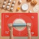Kuber Industries Silicone Mat for Chapati | Reusable Roti Mat for Kitchen | Non-Stick Silicone Sheet for Chapati | Ideal for Rolling Dough, Kneading & Baking | HW-9-RD | Spiral - Red