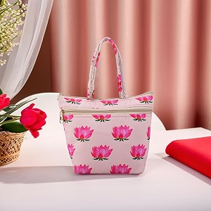 kuber industries silk small size ladies hand purse for women with 2 zipper compartment  wallet purse for girls  wedding amp gifts hand purseclutchhandbag  lotus print  cream