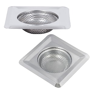 kuber industries sink strainer - kitchen and bathroom drain catcher mesh deep filter square moti jali 115 mm pack of 2 silver