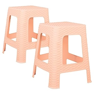 kuber industries sitting stool  plastic non-slip lightweight stool  for indoor amp outdoor use  office amp home  pack of 2  cream